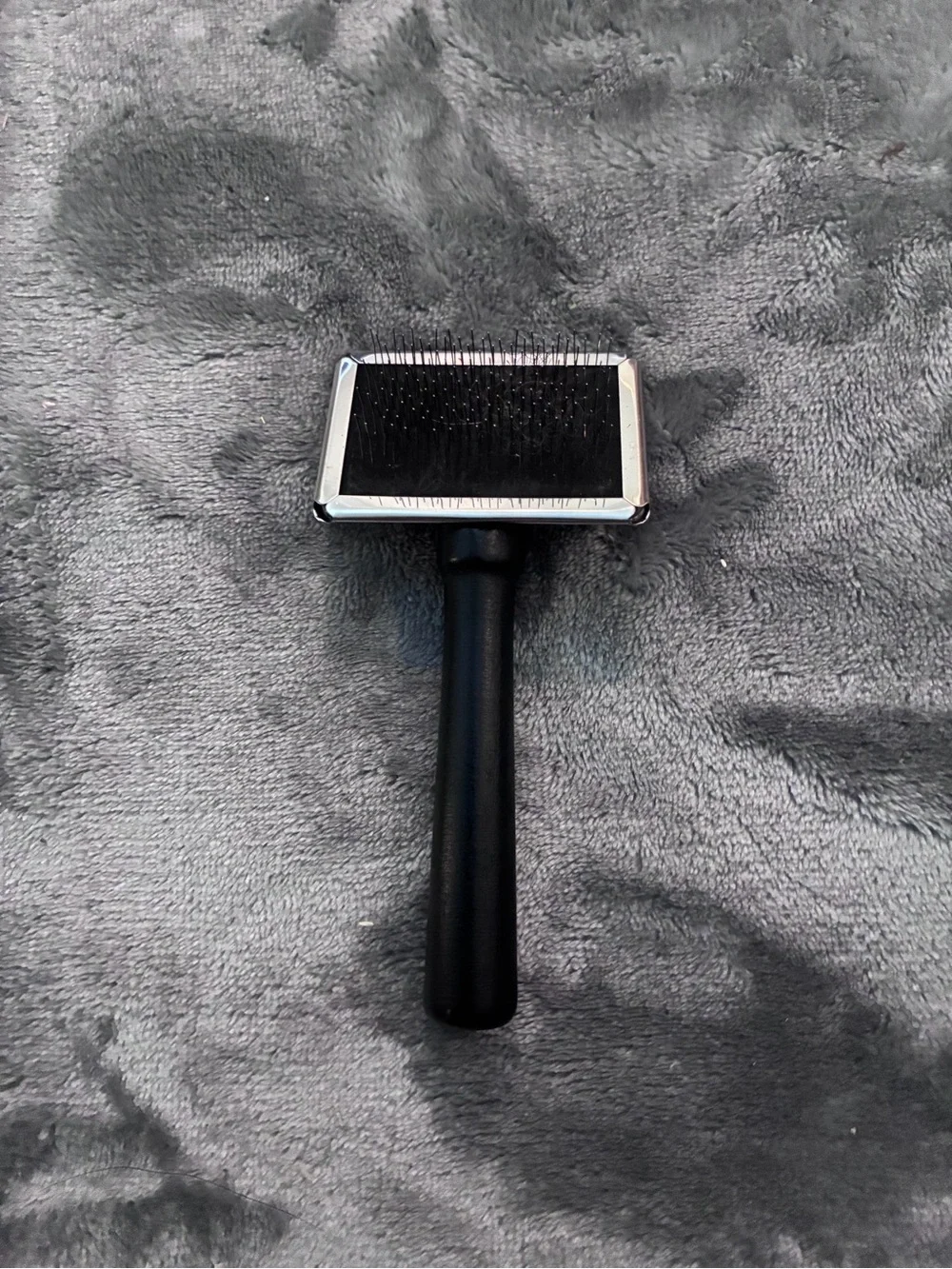 Mini Black Silver Reflective Pet Slicker Brush for Shedding Control